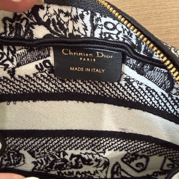 Christian Dior Black & White Toile Embroidered Cosmetic Pouch Beaute Line - Picture 5 of 8